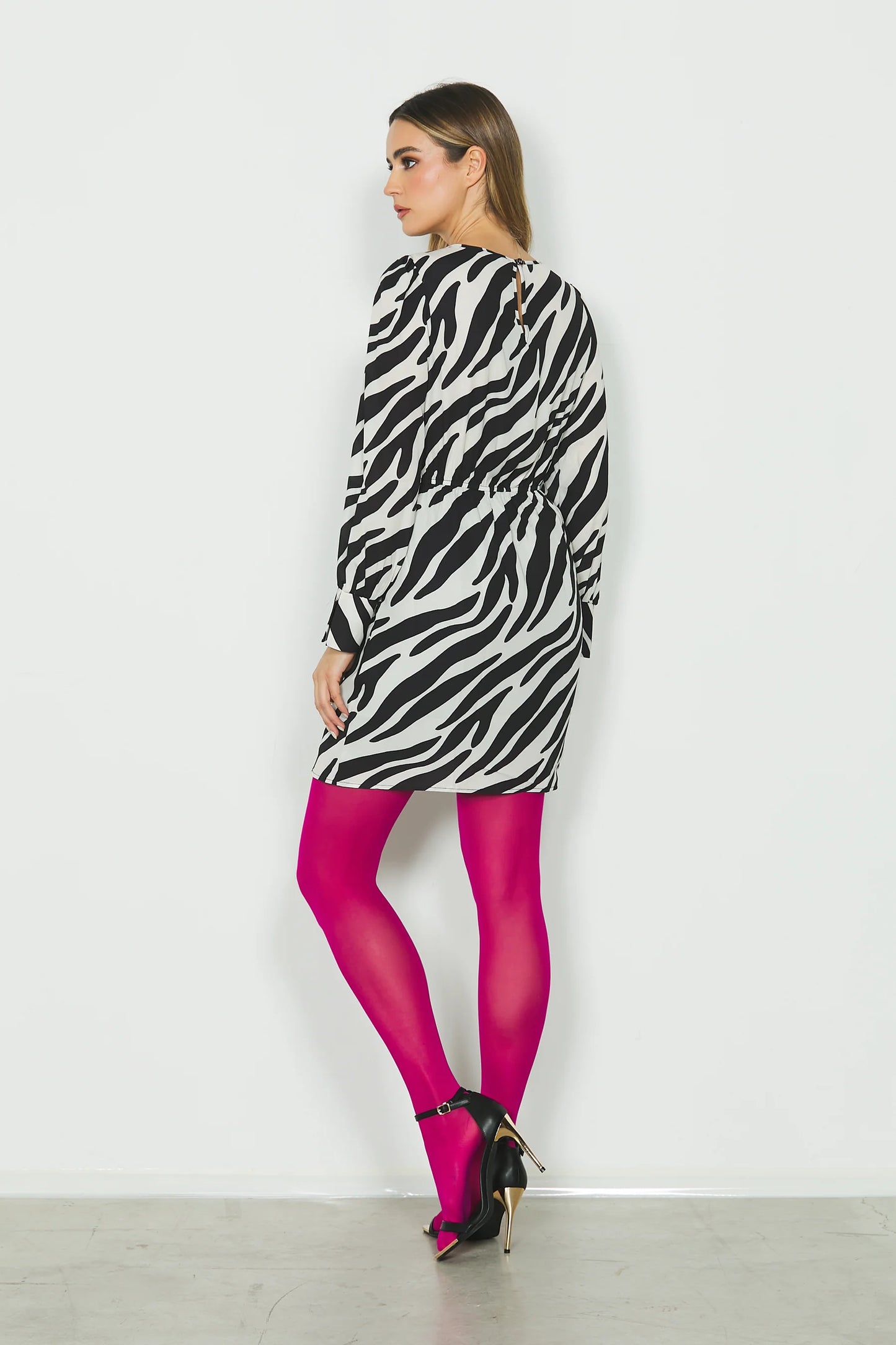 ABITO LAVINIA CORTO MANICA LUNGA CON DOPPIA GOCCIA CON COLLANA ED ELASTICO IN VITA GONNA A PORTAFOGLIO