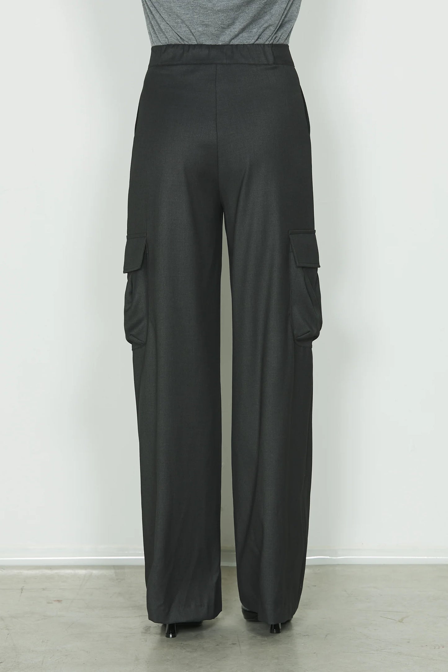PANTALONI VITA ALTA PALAZZO CON TASCONI