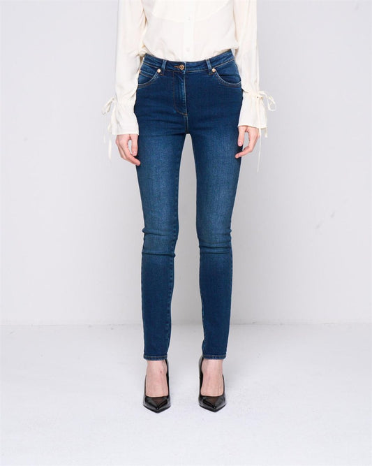 JEANS SKINNY A VITA MEDIA CHIUSURA CON ZIP E BOTTONE MODELLO 5 TASCHE